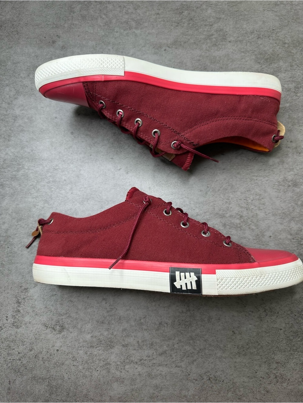 Diesel Marcy W Canvas Sneakers Burgundy Orange Lace-Up Shoes Size 9.5|EU 43 - Picture 2 of 6